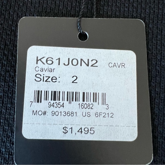 ST. JOHN Black Wool Blend Leather Trim Waist Tie Long Sleeve Jacket Blazer Sz 2 - Picture 13 of 16